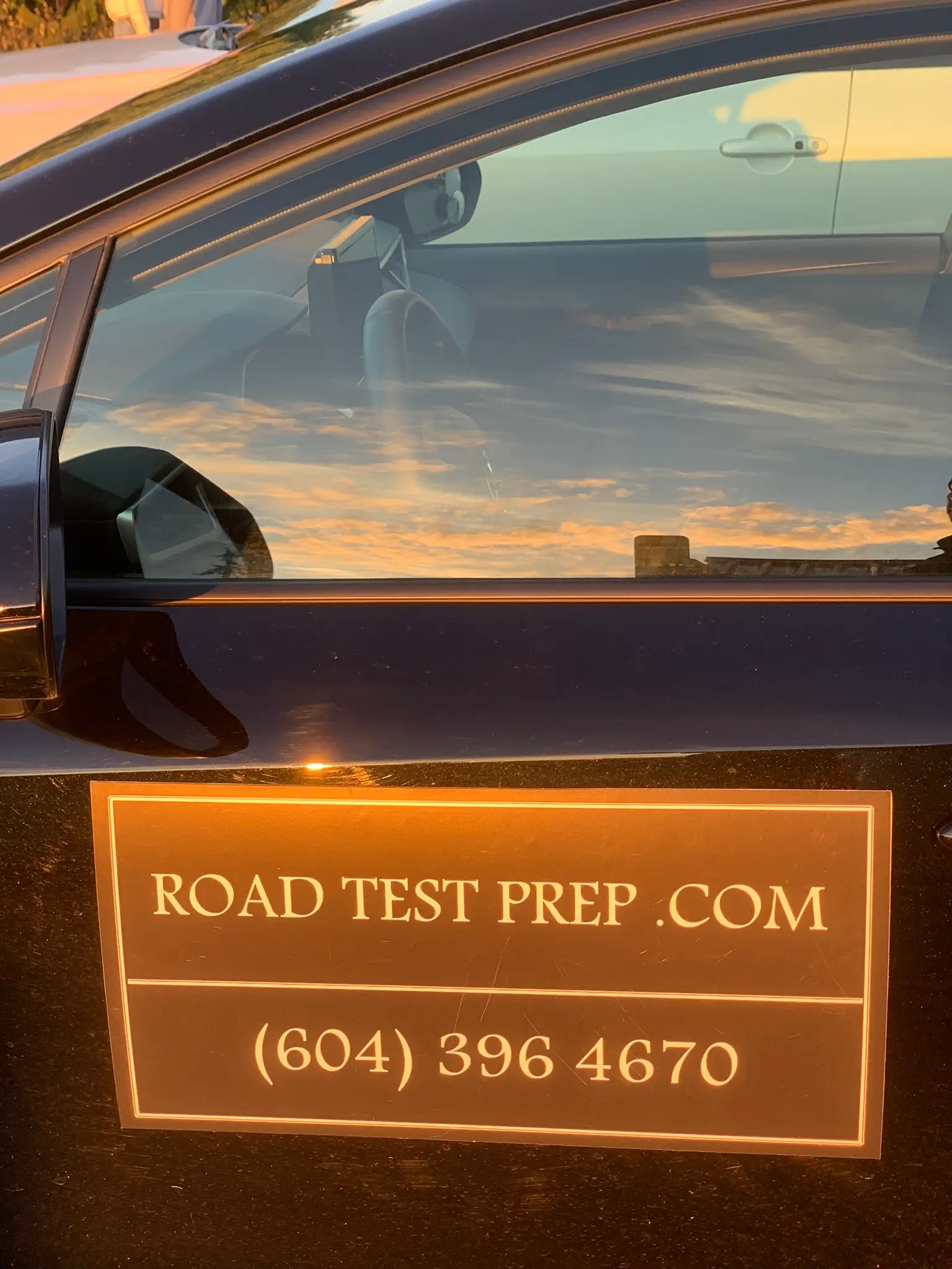Orca Road Test Prep Car Magnet with Website and Phone Number in Vancouver